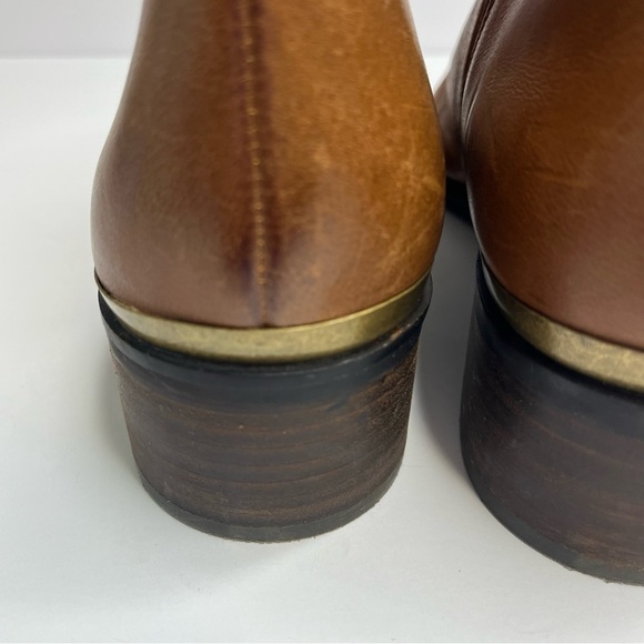 Lucky Brand Brown Leather Side Zip Ankle Boots Size 12 - Picture 6 of 13